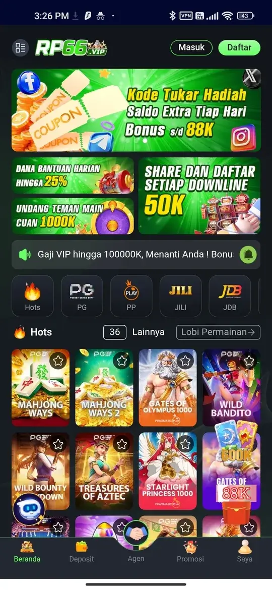 Tampilan utama RP66 APK